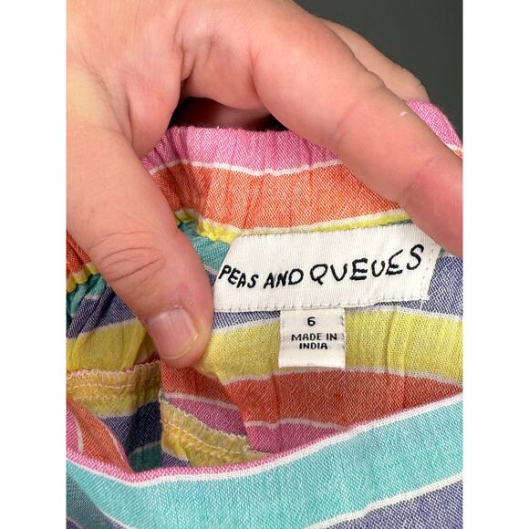 Peas And Queues Striped Girls Cotton Linen culottes Pants Size 6 NWOT - Picture 3 of 3